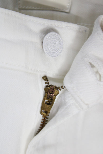 Mother Womens Cropped Ankle White Jeans Mid Rise Button Size 26