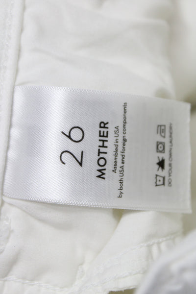 Mother Womens Cropped Ankle White Jeans Mid Rise Button Size 26
