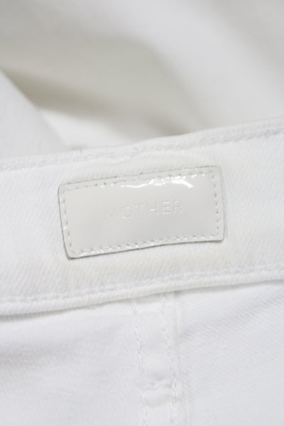 Mother Womens Cropped Ankle White Jeans Mid Rise Button Size 26