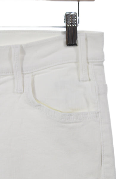 Mother Women Cropped Straight White Jeans High Rise Size 30