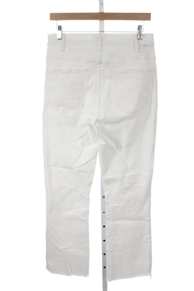 Mother Women Cropped Straight White Jeans High Rise Size 30