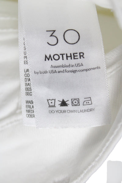 Mother Women Cropped Straight White Jeans High Rise Size 30