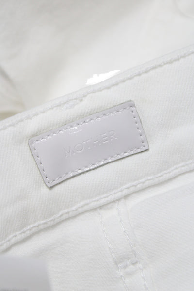 Mother Women Cropped Straight White Jeans High Rise Size 30