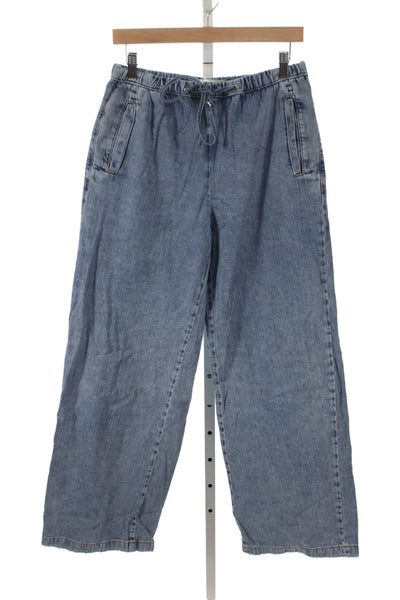 Zara Unisex Blue Jogger Pants Drawstring Solid Size M