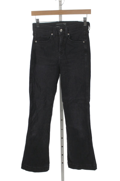 Veronica Beard Women Ankle Flared Black Jeans High Rise Size 26