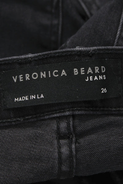 Veronica Beard Women Ankle Flared Black Jeans High Rise Size 26