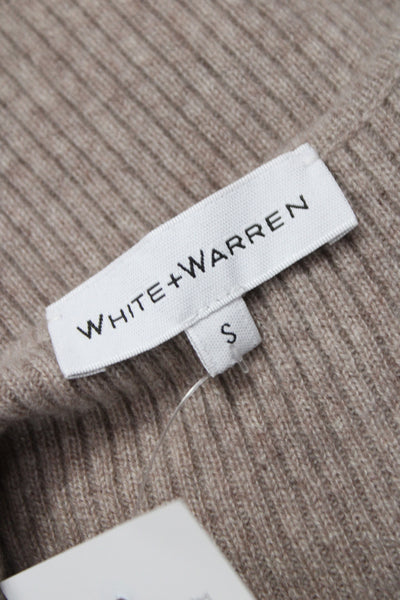 White + Warren Women 100% Cashmere Sleeveless Tank Round Neck Beige Size S