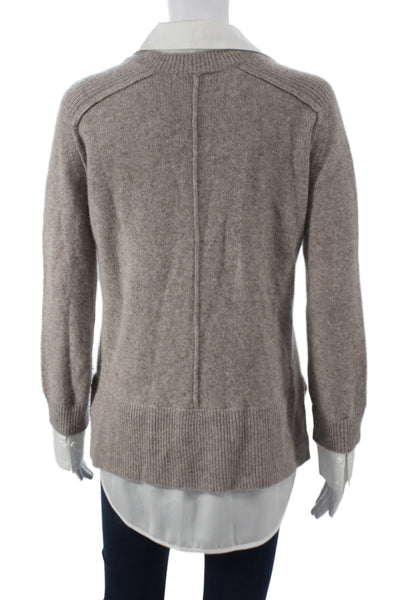 Magaschoni Womens VNeck 100% Cashmere Pullover Sweater Beige Longsleeve Size XS