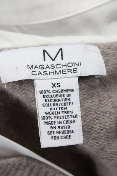 Magaschoni Womens VNeck 100% Cashmere Pullover Sweater Beige Longsleeve Size XS