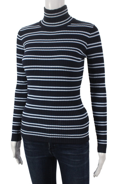 Tory Sport Womens Dark Blue Striped Turtleneck Pullover Sweater Size S