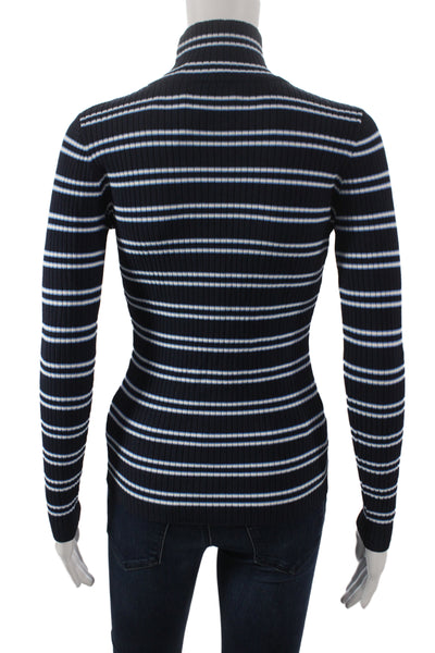 Tory Sport Womens Dark Blue Striped Turtleneck Pullover Sweater Size S