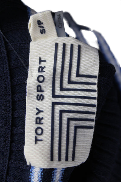 Tory Sport Womens Dark Blue Striped Turtleneck Pullover Sweater Size S