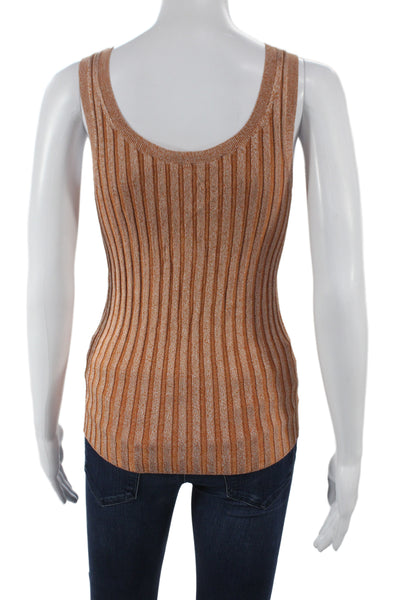 Veronica Beard Women Striped Sleeveless Tank Brown Round Neck Size S