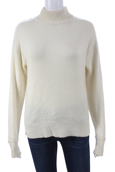 Theory Unisex Pullover Sweater White Mock Neck Long Sleeve Size S