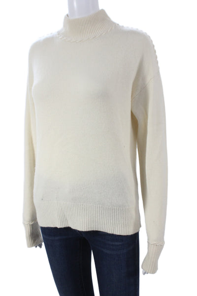 Theory Unisex Pullover Sweater White Mock Neck Long Sleeve Size S