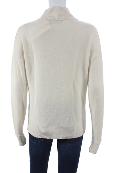 Theory Unisex Pullover Sweater White Mock Neck Long Sleeve Size S