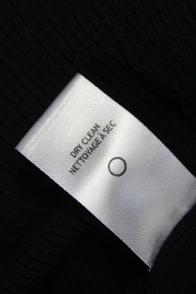 ALC Women Black Merino Wool Long Sleeve Basic T-Shirt Round Neck Size XS
