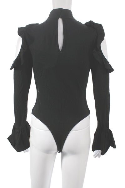 Cinq A Sept Women Gothic Black Mock Neck Long Sleeve Jumpsuit Size S
