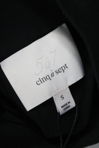 Cinq A Sept Women Gothic Black Mock Neck Long Sleeve Jumpsuit Size S