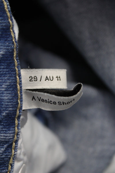 A Brand Unisex Blue Button Shorts 99% Cotton 1% Elastane Size 29
