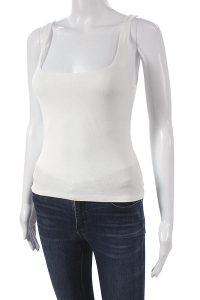 LNA Women White Sleeveless Camisole Basic Designer Solid Size M