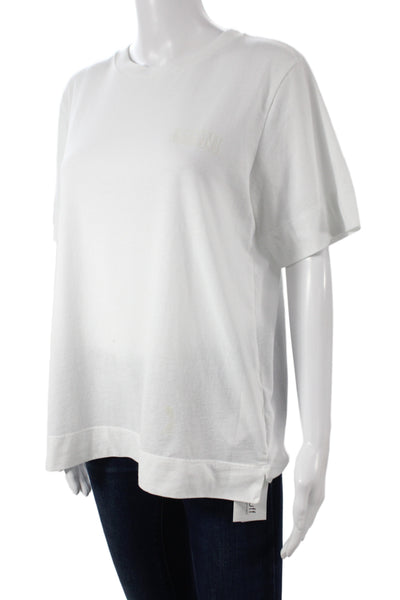 Ganni Women Basic T Shirt White Crew Neck Short Sleeve Size M