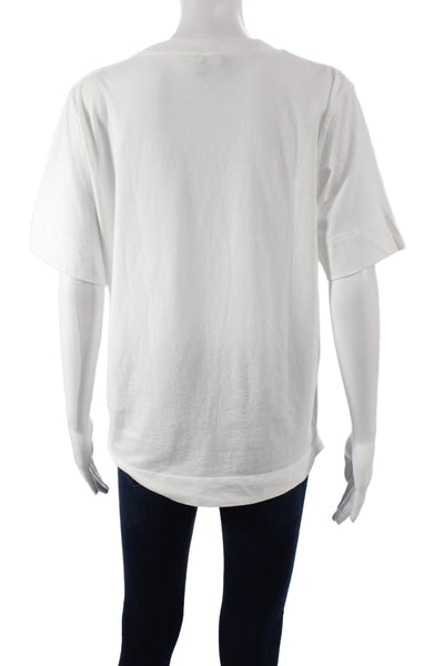 Ganni Women Basic T Shirt White Crew Neck Short Sleeve Size M