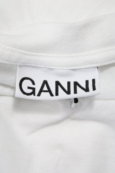 Ganni Women Basic T Shirt White Crew Neck Short Sleeve Size M