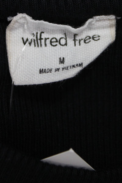 Wilfred Free Womens Cropped Basic T Shirt Black Crew Neck Short Sleeve Size M