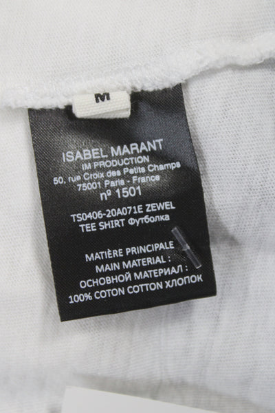 Isabel Marant Etoile Women White Graphic Crew Neck Basic T-Shirt Size M