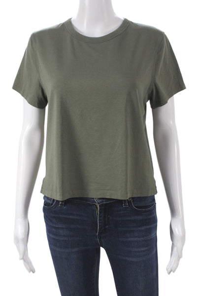 Lululemon Women Cropped Basic Army Green Crew Neck Short Sleeve T-Shirt Size 4