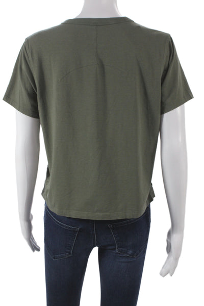 Lululemon Women Cropped Basic Army Green Crew Neck Short Sleeve T-Shirt Size 4