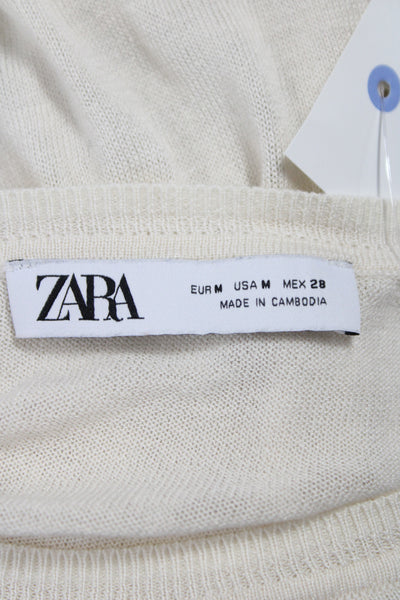 Zara Women Beige Pullover Sweater Wool Cashmere Long Sleeve Size M