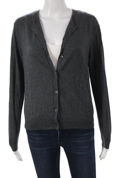 Zara Unisex Dark Gray V-Neck Button Cardigan Long Sleeve Size M