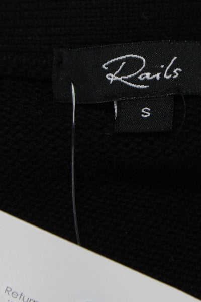 Rails Women V-Neck Sleeveless Button Front Black Cotton Merino Vest Size S