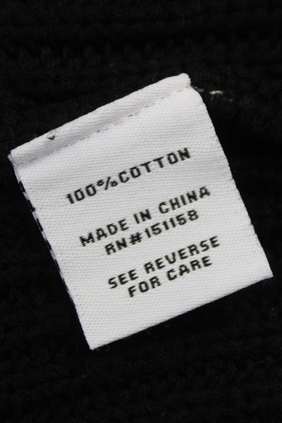 525 Unisex Cardigan Black Striped V-Neck Button 100% Cotton Long Sleeve Size M
