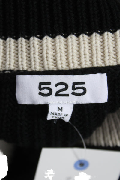 525 Unisex Cardigan Black Striped V-Neck Button 100% Cotton Long Sleeve Size M