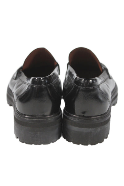 Reformation Womens Slip On Round Toe Leather Loafers Black Size 9