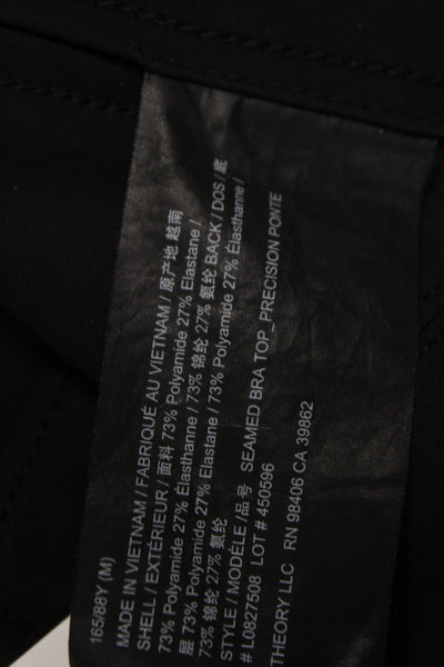 Theory Women Black Cropped Tank Square Neck Zip Size M
