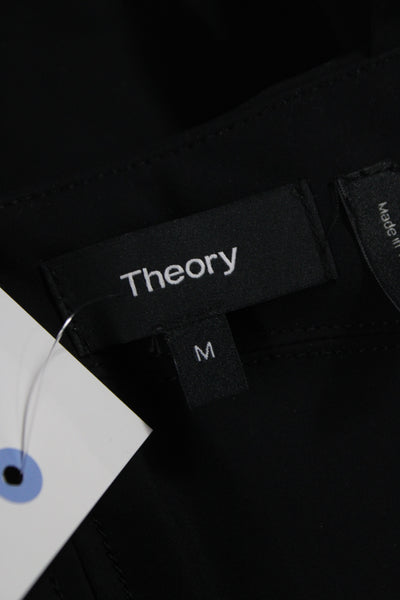 Theory Women Black Cropped Tank Square Neck Zip Size M