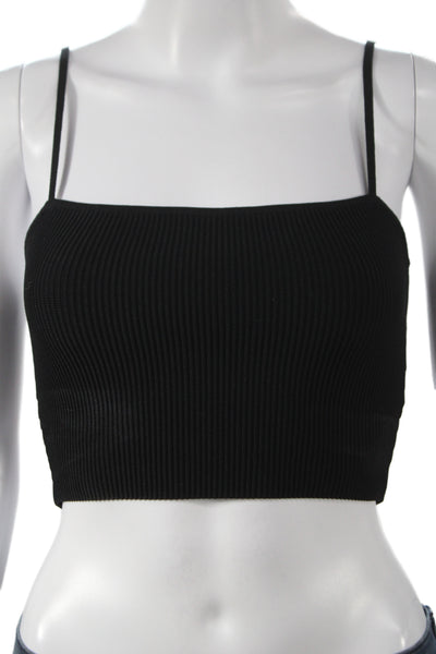 Babaton Womens Cropped Camisole Black Square Neck Sleeveless Size M