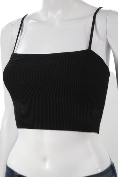 Babaton Womens Cropped Camisole Black Square Neck Sleeveless Size M
