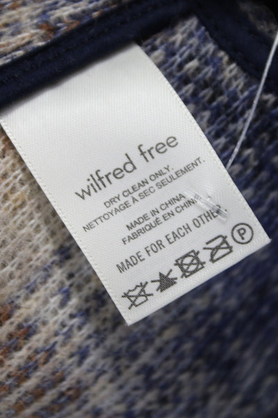 Wilfred Free Women Plaid Wool Blend Button Collared Jacket Blue 90s Size M