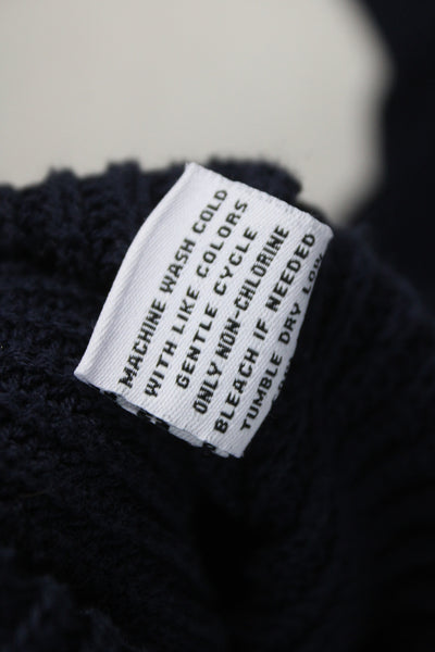 525 Women Cardigan Dark Blue V-Neck Button Cotton Size M