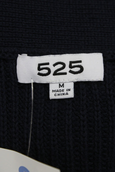 525 Women Cardigan Dark Blue V-Neck Button Cotton Size M