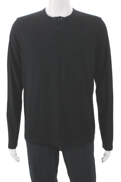 AG Adriano Goldschmied Mens Band T-Shirt Black 100% Cotton Long Sleeve Size S