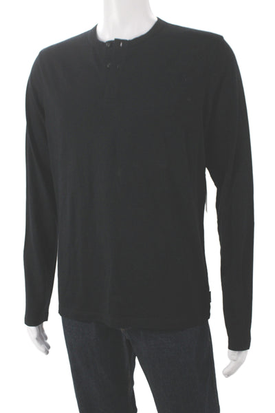 AG Adriano Goldschmied Mens Band T-Shirt Black 100% Cotton Long Sleeve Size S