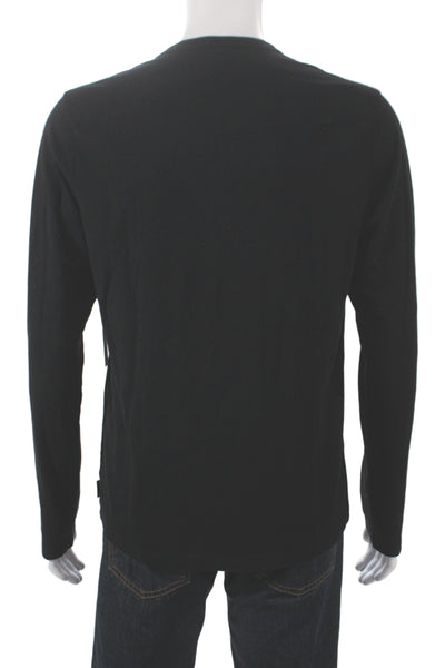 AG Adriano Goldschmied Mens Band T-Shirt Black 100% Cotton Long Sleeve Size S