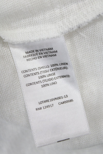 ONIA Mens Linen Long Sleeve Crew Neck White T-Shirt Size S