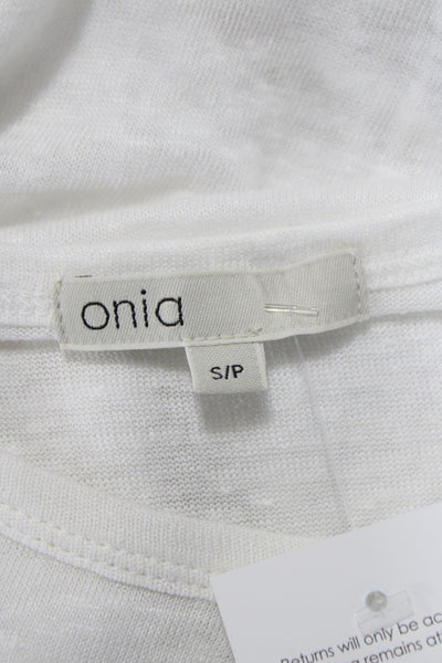 ONIA Mens Linen Long Sleeve Crew Neck White T-Shirt Size S